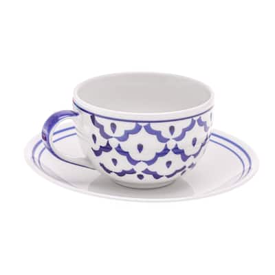 Novica Handmade Pineapple Look Ceramic Cup And Saucer