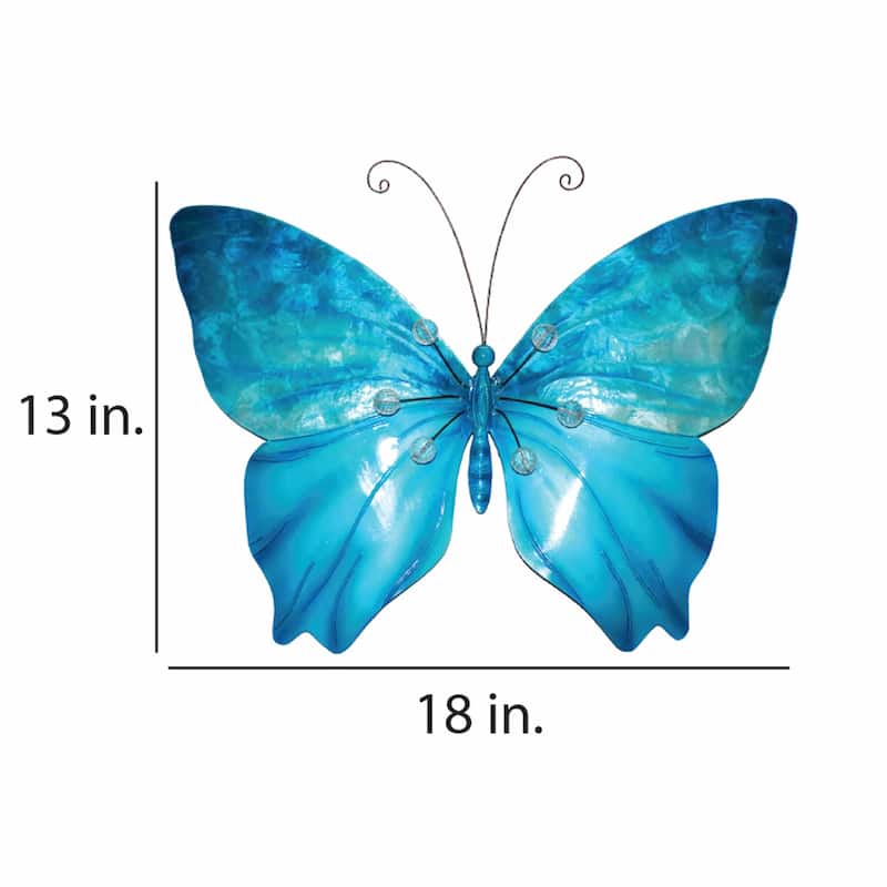 Butterfly Wall Decor Sea Blue With Beads (m2016) - 1 x 18 x 13