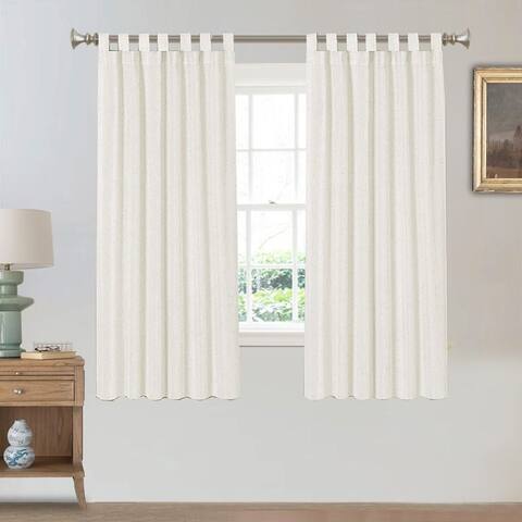Tab Top Linen Curtains 96 inch Length 2 Panels Set