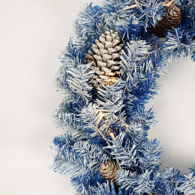 Pre-lit Xmas Tree Artificial Christmas 4-Piece Set in Blue