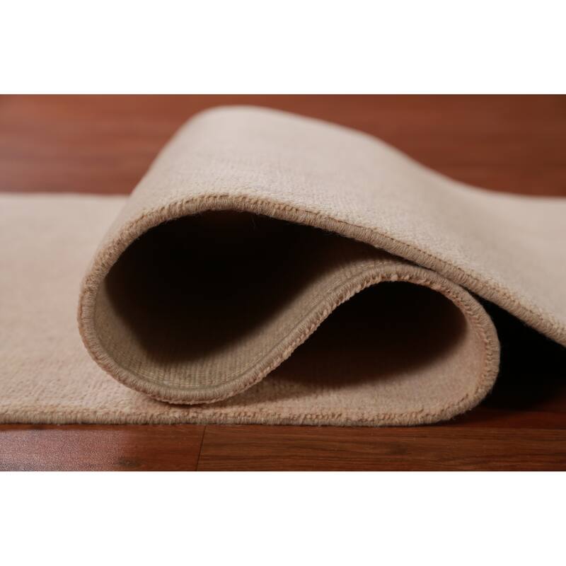 Hand Knotted Oriental 100% Wool Carpet Modern Solid Peach Gabbeh Runner Rug - 8' 3'' X 2' 7''