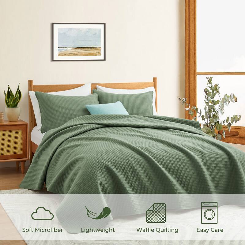 3-Piece Reversible Ultra Lighweight Coverlet Premium Microfiber Bedspread Quilt Set