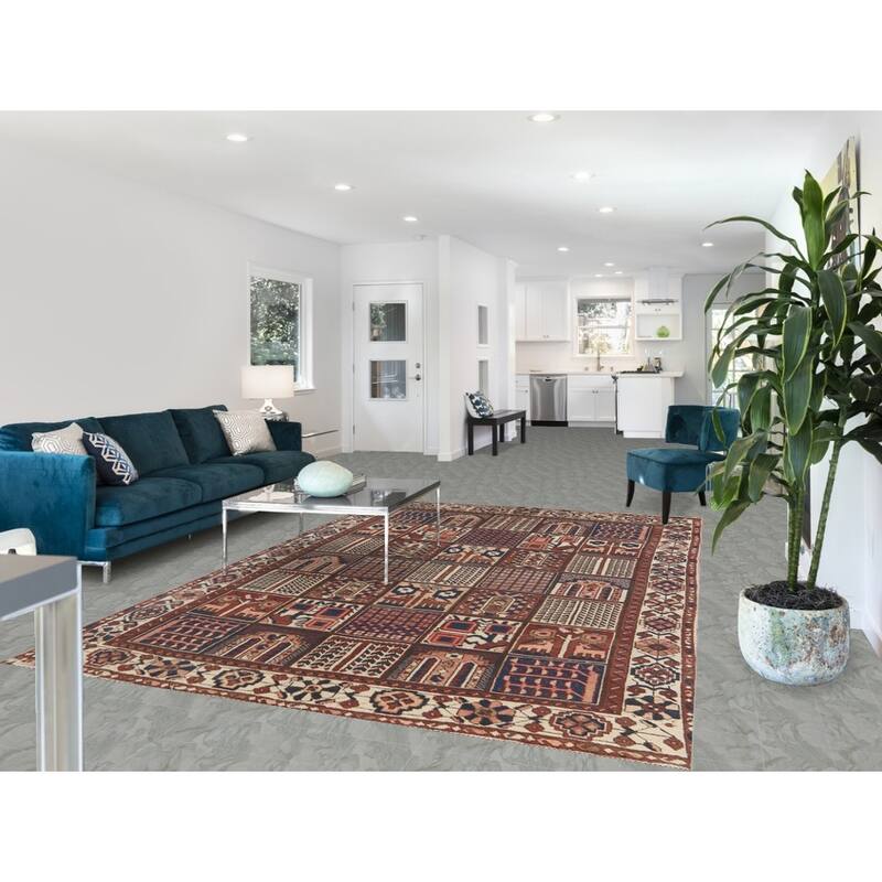 Garden Design Bakhtiari Vintage Persian Area Rug Handmade Wool Carpet - 6'9" x 10'3"