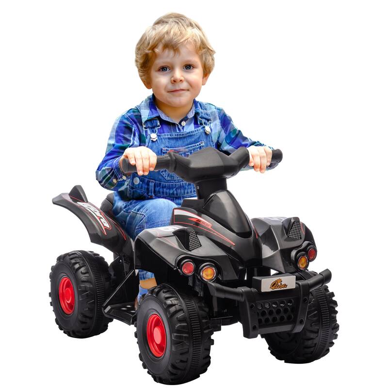 6V Kids Electric ATV Ride-On Quad Car with Music, Safe Speed, and Durable Build for Boys & Girls Ages 2-6 - Black - Black
