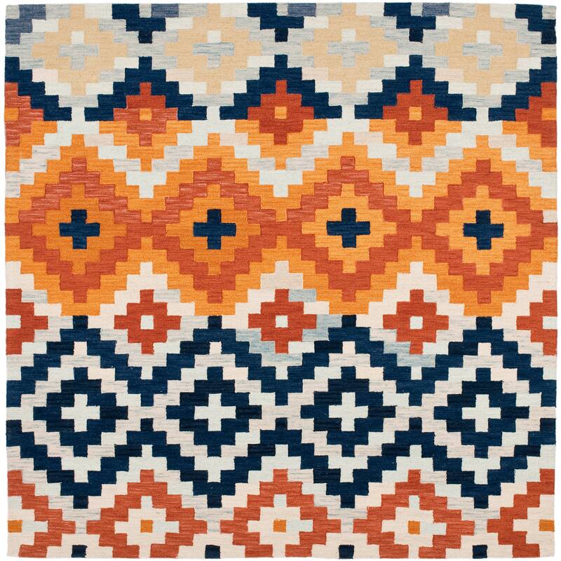 SAFAVIEH Handmade Chelsea Dikkie French Country Wool Rug - 6' Square - Orange/Multi