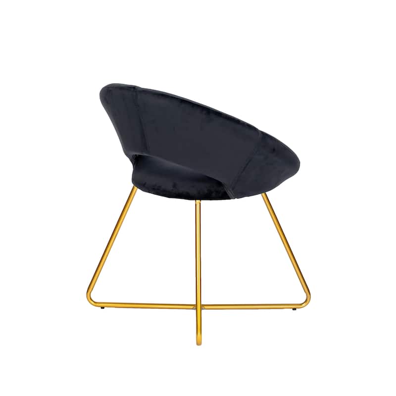 Porthos Home Reine Leisure Accent Chair, Velvet Upholstery, Gold Legs - Black