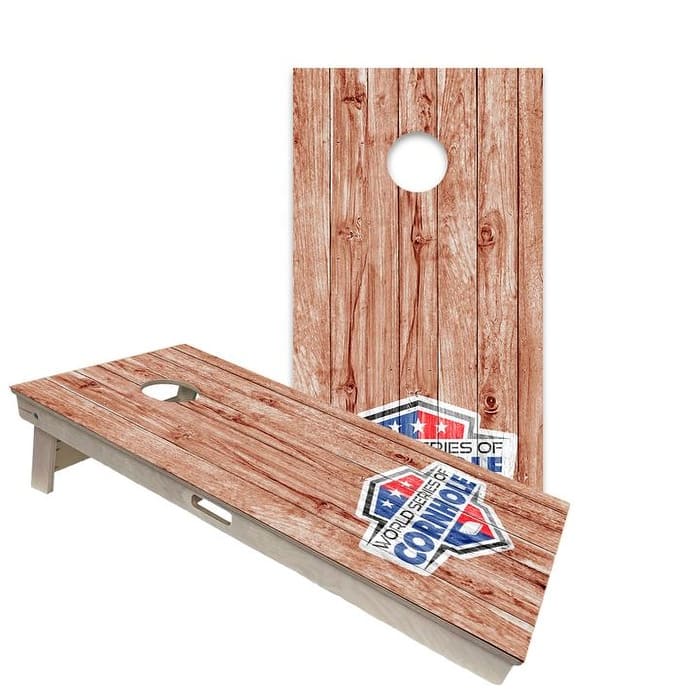 Wood Finish WSOC Plank Wood Regulation 2x4 Cornhole Board Set