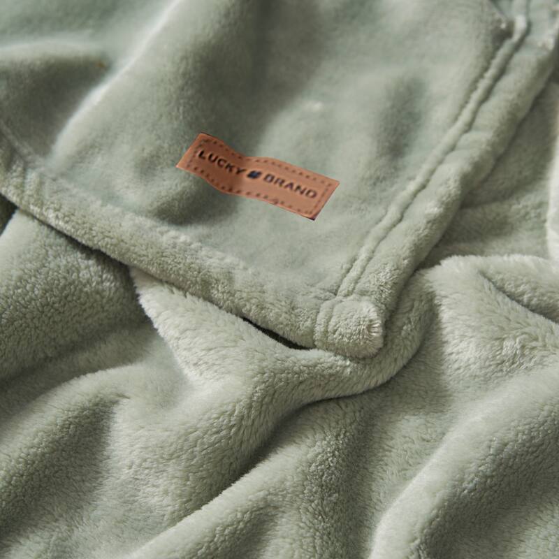 Lucky Brand Solid Plush Throw Blankets