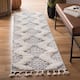 SAFAVIEH Moroccan Tassel Shag Iulieana Boho Tribal 2-inch Thick Rug - 2'3" x 14' Runner - Ivory/Grey
