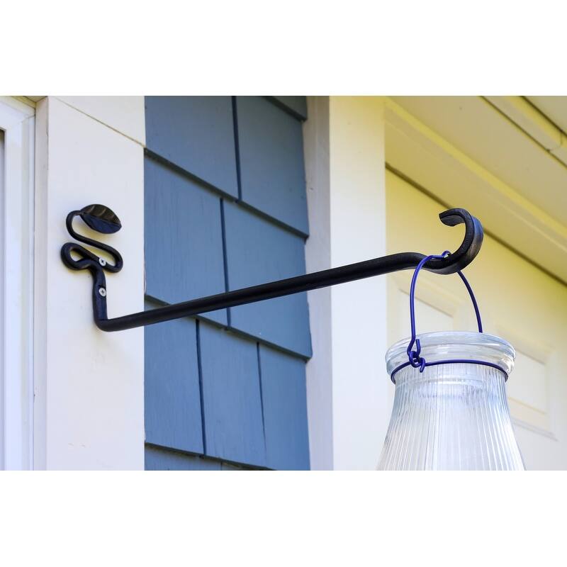 Achla Designs Set of 2 Decorative Squiggle Leaf Wall Brackets, 4.75 Inch Tall, Black Powder Coat Finish