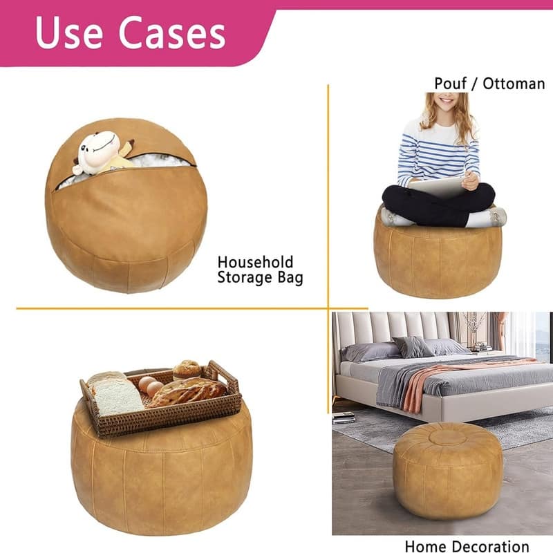 Handmade Round Pouf Foot Stool Ottoman