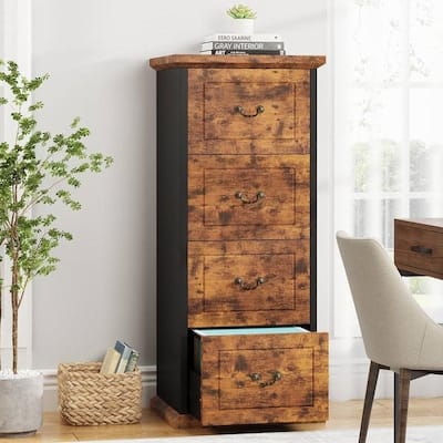 Solid Wood Vertical Lockable File Cabinet 4-Drawer Storate