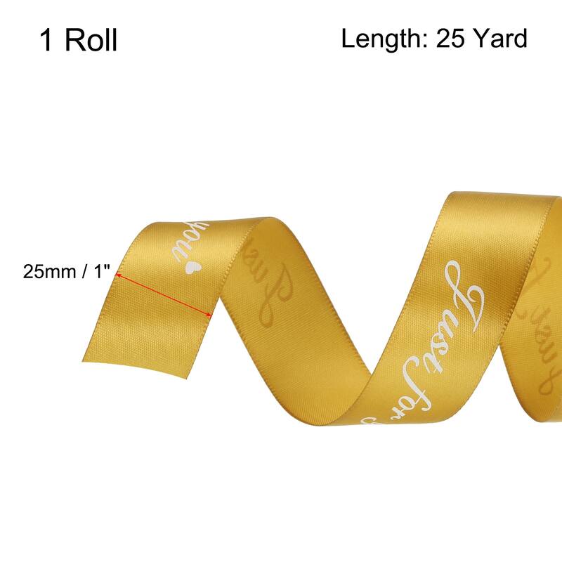 1" 25 Yard Valentine Printed Satin Ribbon Wedding Grosgrain Ribbons - 1" x 25 Yard - Gold