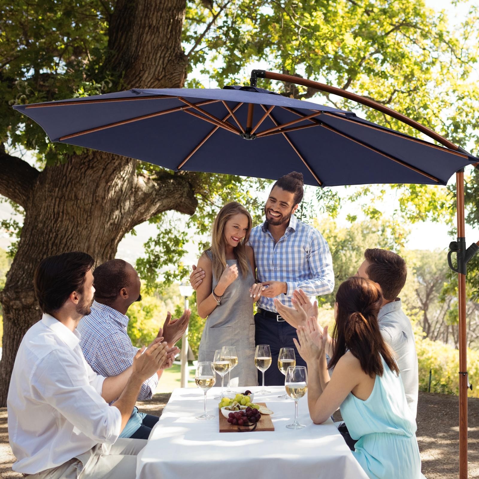10 ft offset outdoor patio umbrella Feet Hanging Base Cantilever Umbrella or lounge area patio umbrella Best Choice Products Offset Hanging