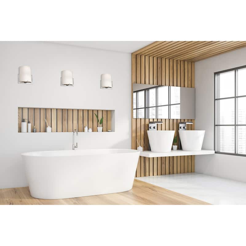 Access Lighting Breez - 2-Light Wall Sconce - Brushed Steel Finish - Opal Glass Shade