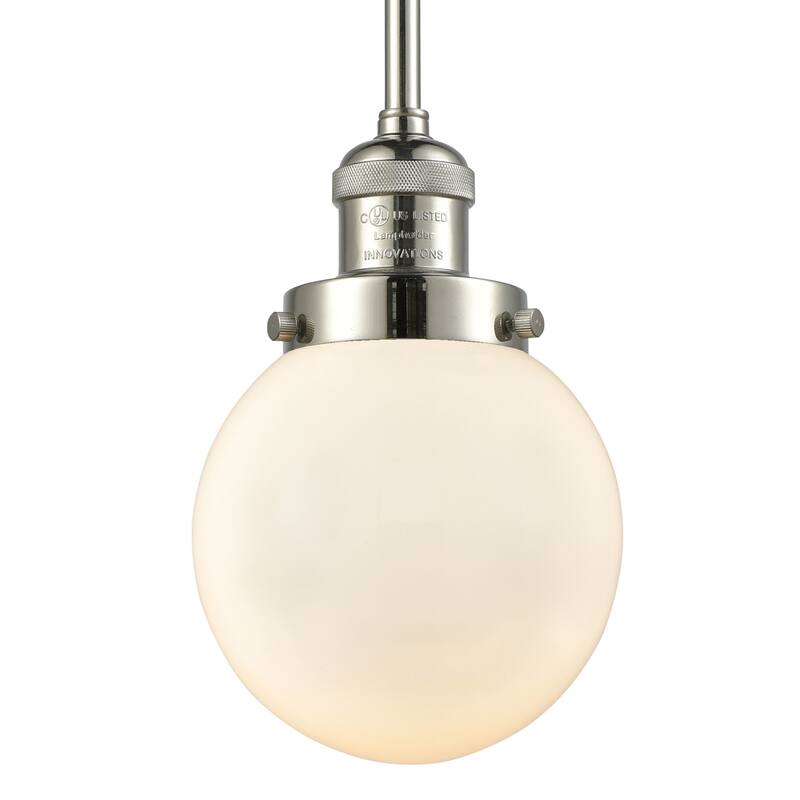 Innovations Lighting Beacon Single Light 6" Wide Mini Pendant with - Polished Nickel / Matte White Cased