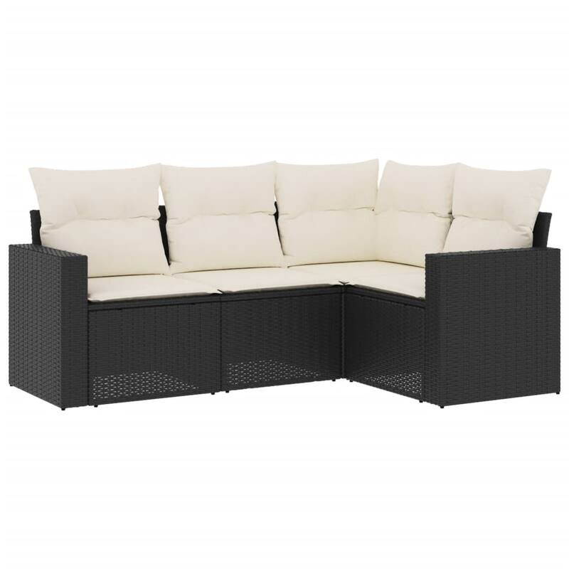 vidaXL Garden Sofa Set Black, Cream White - 24.4 x 25.8 x 27.2