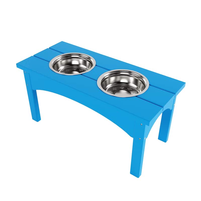 Elevated Pet Feeder with Stainless Steel Bowls - Pacific Blue