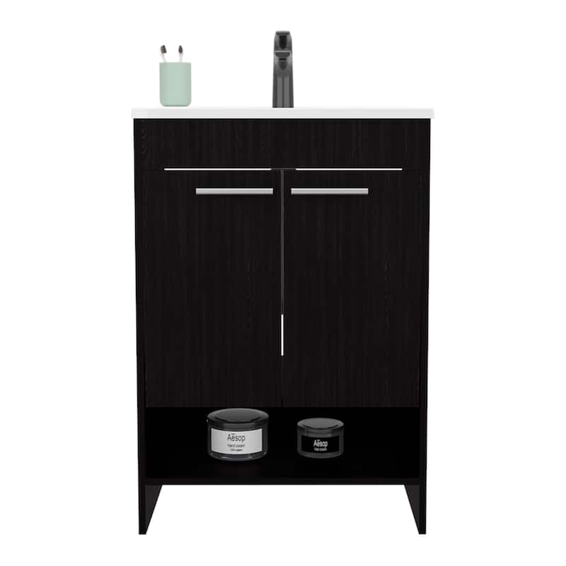Bathroom Vanity, 2 Doors, 2 Shelves with Sturdy engineered wood construction,easy to assemble
