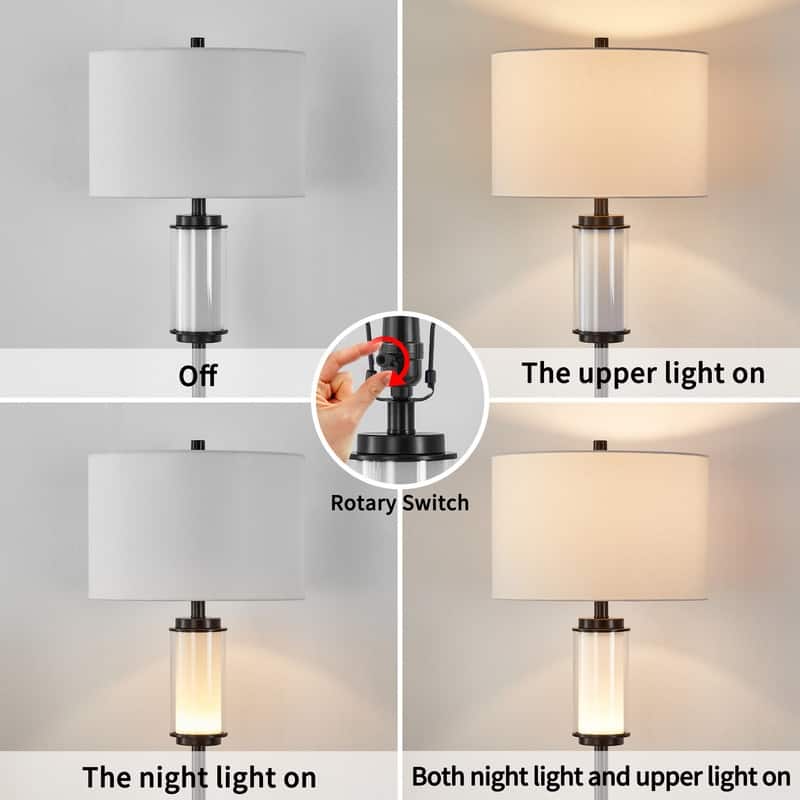 KAWOTI 62.5" inch Modern Floor Lamp with Column Night Light - H62.5"