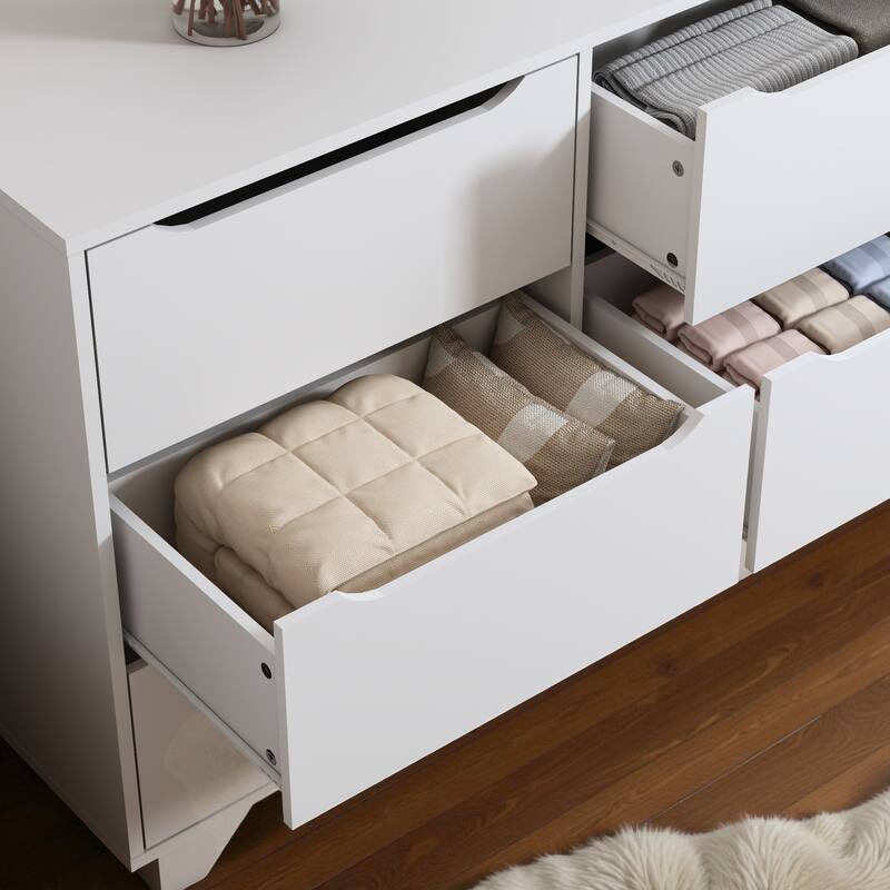 Modern 9-Drawer Dresser for Bedroom Deep Storage White Long Chest of Drawers Wood Cabinet for Closet and Living Room