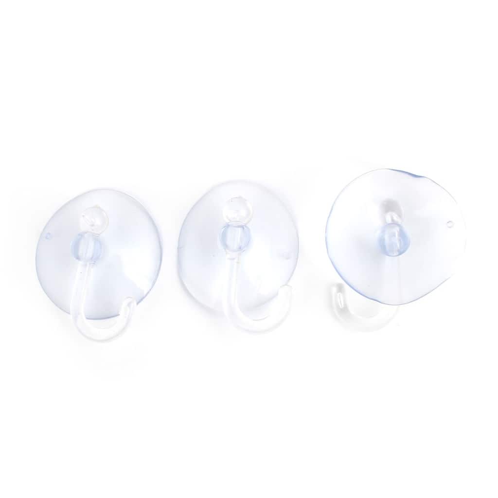 3pcs Home Storage Hooks Clear Suction Cup Wall Glass Hooks - 1.6" x 0.7"(D*H)