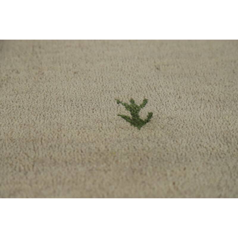 Hand Knotted Oriental 100% Wool Carpet Tribal Animal Pictorial Beige & Ivories Gabbeh Area Rug - 6' 6'' X 4' 7''