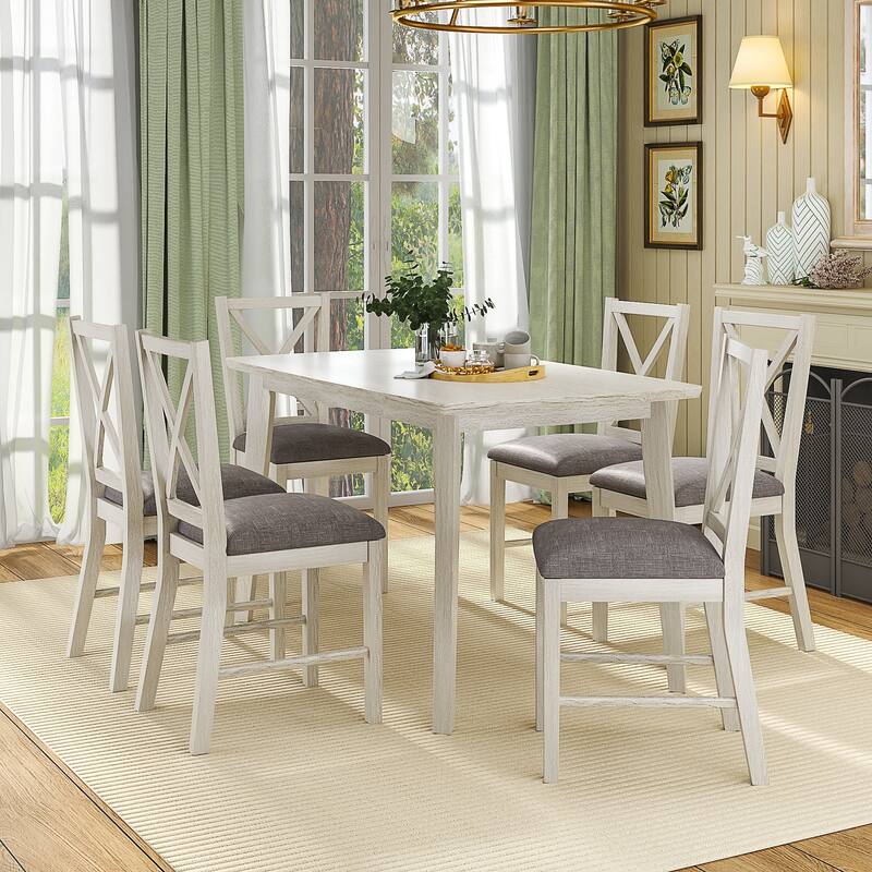 Javlergo Kitchen Table and Chairs for 4/6 Dining Room Table Set,Wood Elegant Kitchen Sets