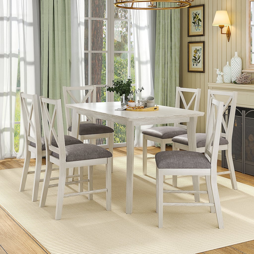 Javlergo Kitchen Table and Chairs for 4/6 Dining Room Table Set,Wood Elegant Kitchen Sets