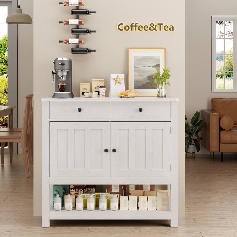 Sofa Table with Open Storage Shelf, Farmhouse Console Table Kitchen Buffet Sideboard with Drawers