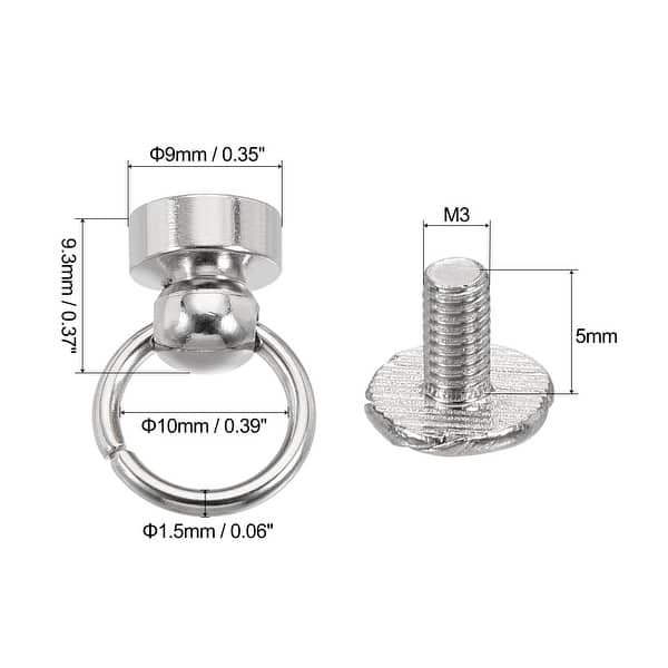Circular Ring Rivets 9x9.3mm Pull Ring Rivets Studs Round Head for DIY Brass Silver Tone ...