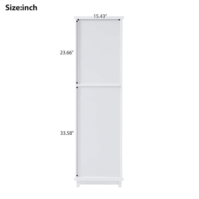 GDFStudio - Mary 63" Tall Bathroom Storage Cabinet with Glass Doors, Two Drawers, and Adjustable Shelves