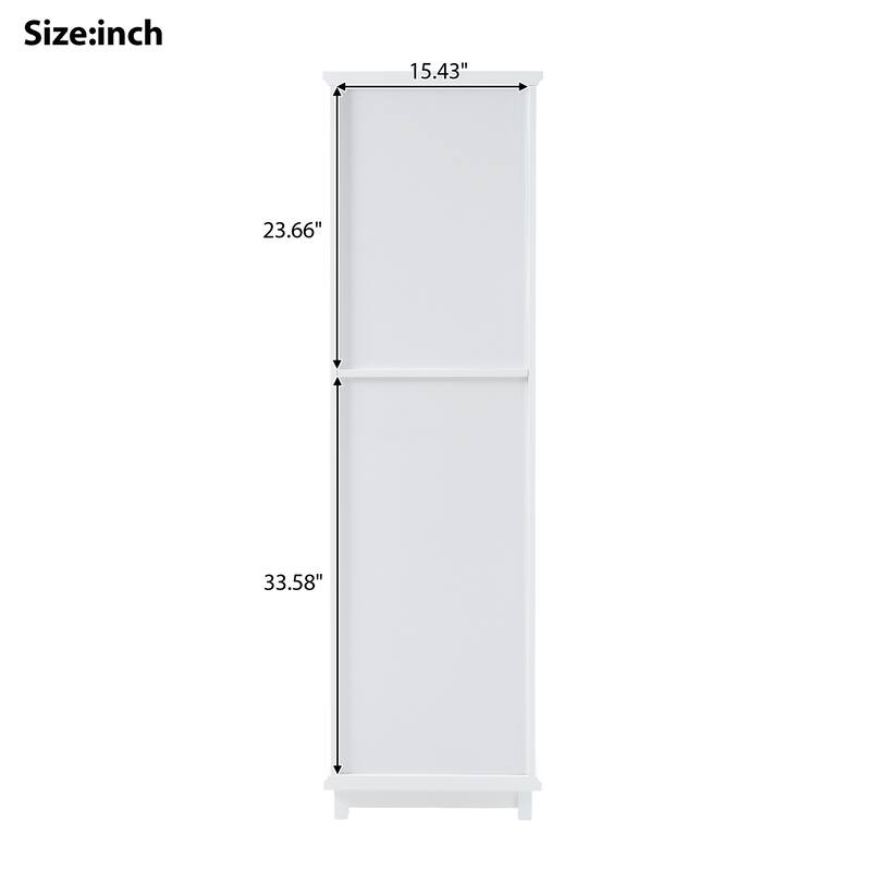 Tall Bathroom Storage Cabinet with Glass Doors and Adjustable Shelves