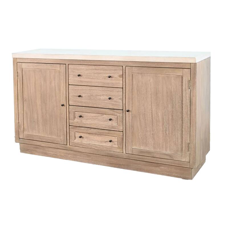 Dilly Sideboard Buffet Cabinet, 60 Inch, 4 Drawers 2 Doors, Gray Top