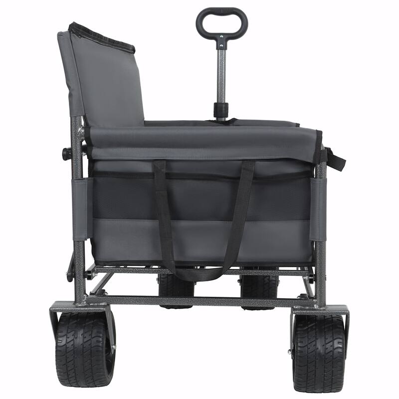 3-in-1 Convertible Folding Wagon Cart with Bench Seat & Storage - 500lbs Heavy-Duty Utility Wagon, 180L Capacity