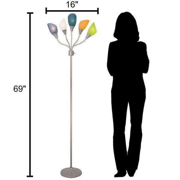 light accents medusa grey floor lamp with white acrylic shades