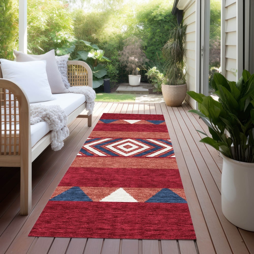 Machine Washable Indoor/ Outdoor Global Boho Chantille Rug