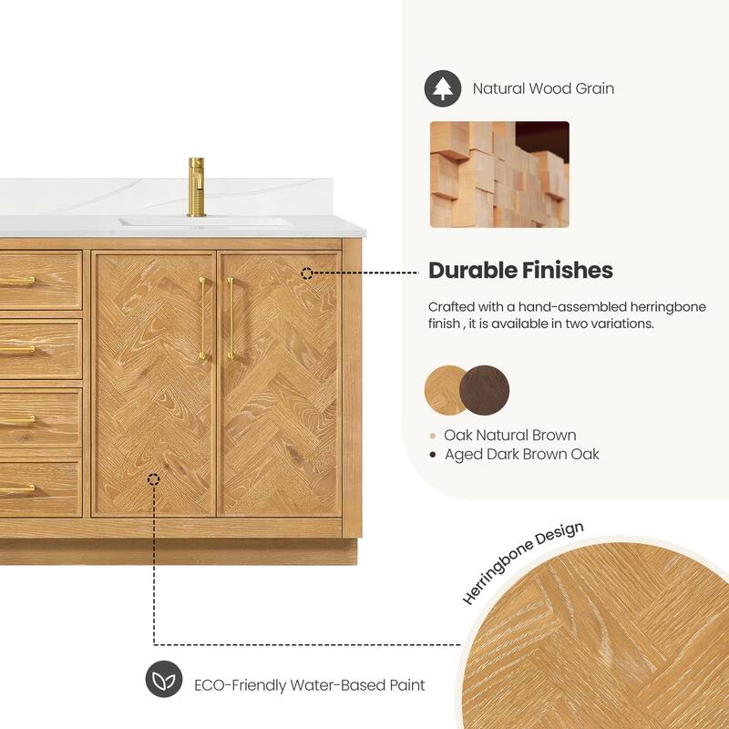 Jakarta Bath Vanity with Quartz Stone Top without Mirror