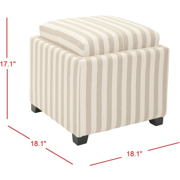 SAFAVIEH Broadway Single Tray Stripe Beige/Ivory Cotton Storage Ottoman