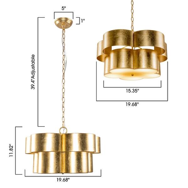 19.7" Distressed Gold 2-Tier Metal 5-Light Diammable Chandelier Ceiling Light