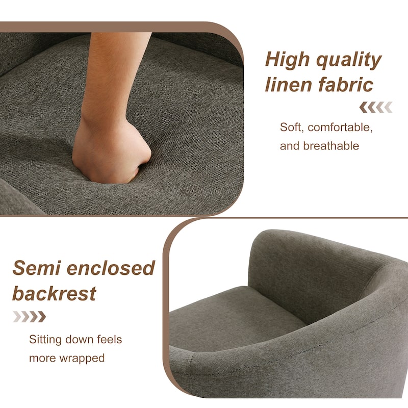 2 Set 360°Swivel Fabric Accent Chairs Barrel Armchairs