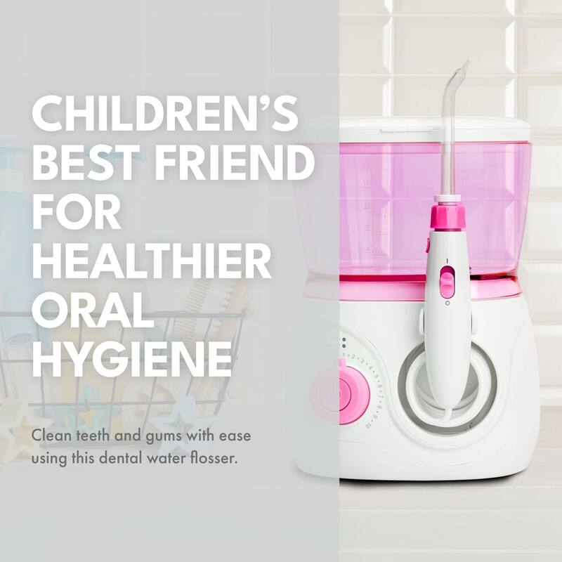 Children's Countertop Portable Water Flosser - Dental Tools for Kids and Children Pink - 7.9 x 5.77 x 4.87