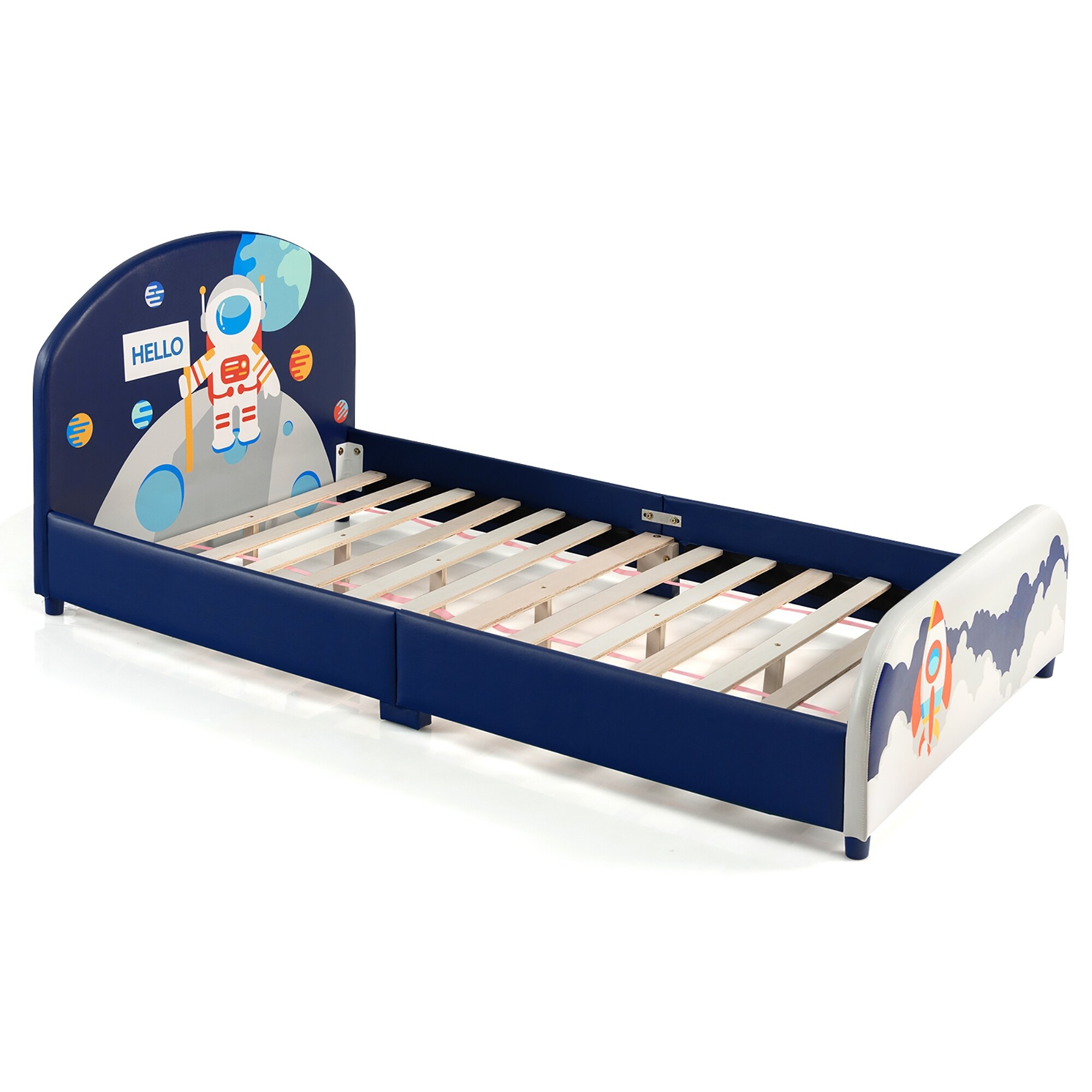 Costway Kids Upholstered Platform Bed Children Twin Size