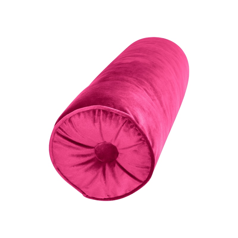 Edie At Home Chelsea Velvet Neckroll Decorative Throw Pillow 7x18 - Pink