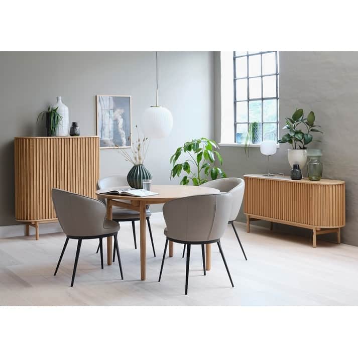 Rye Studio Mid-Century Modern Rounded Sliding Door Cabinet 43"W, Natural - 18"W x 43"L x 49"H