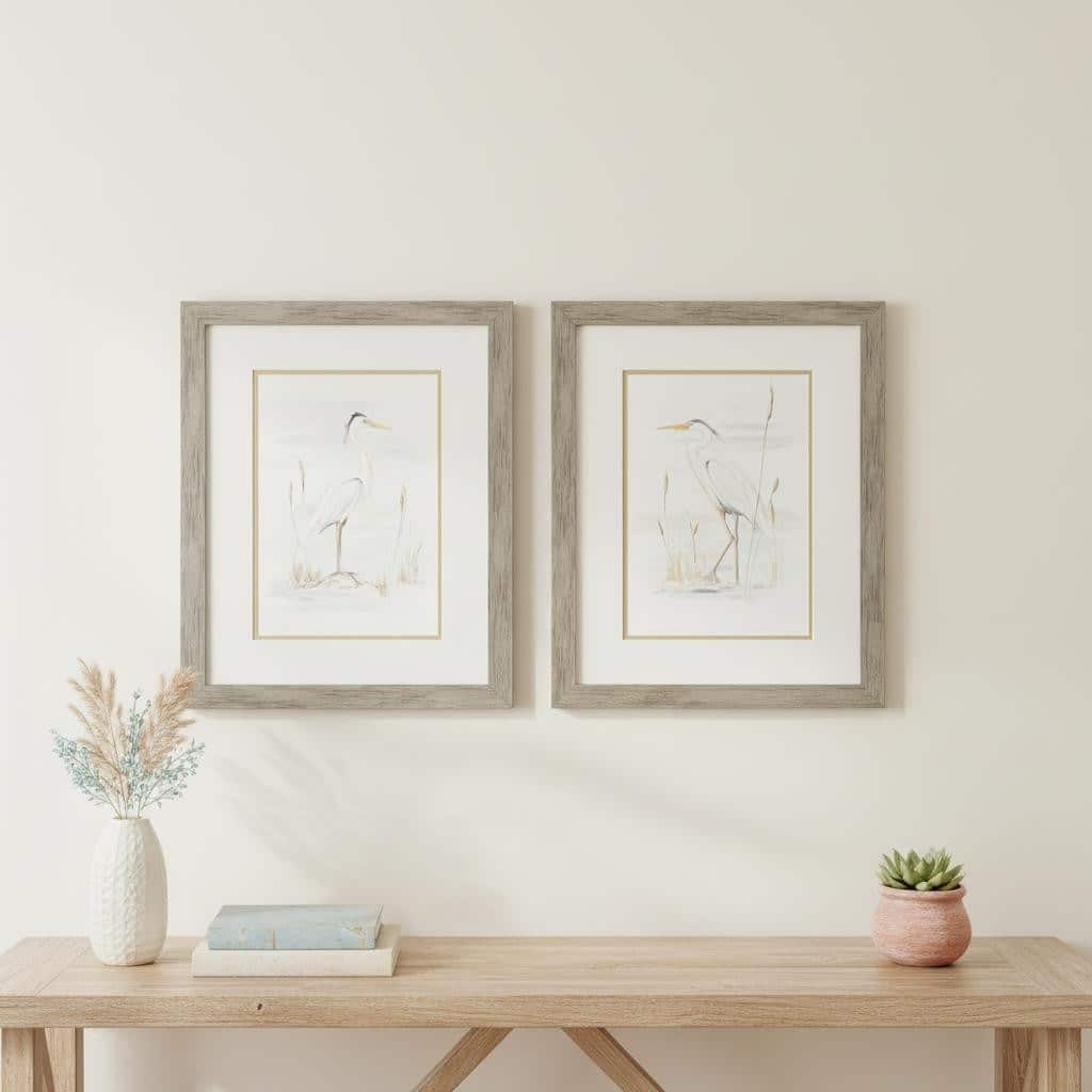 HomeRoots Set Of Two Heron Stance Brown Framed Wall Art