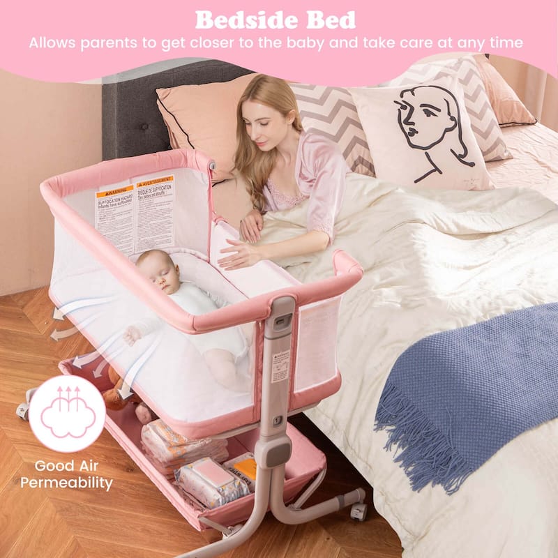 Costway Baby Bassinet Bedside Sleeper with 6-Level Adjustable Height - See Details