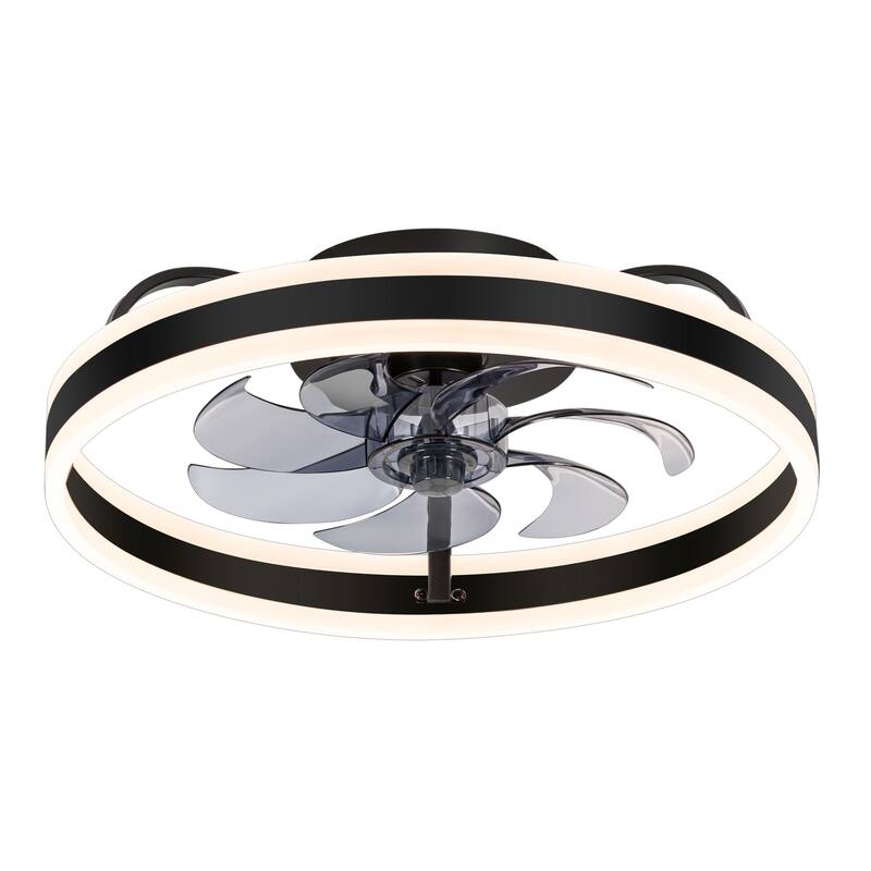 20-in Black Low Profile Ceiling Fan with Remote Control(7-blade)