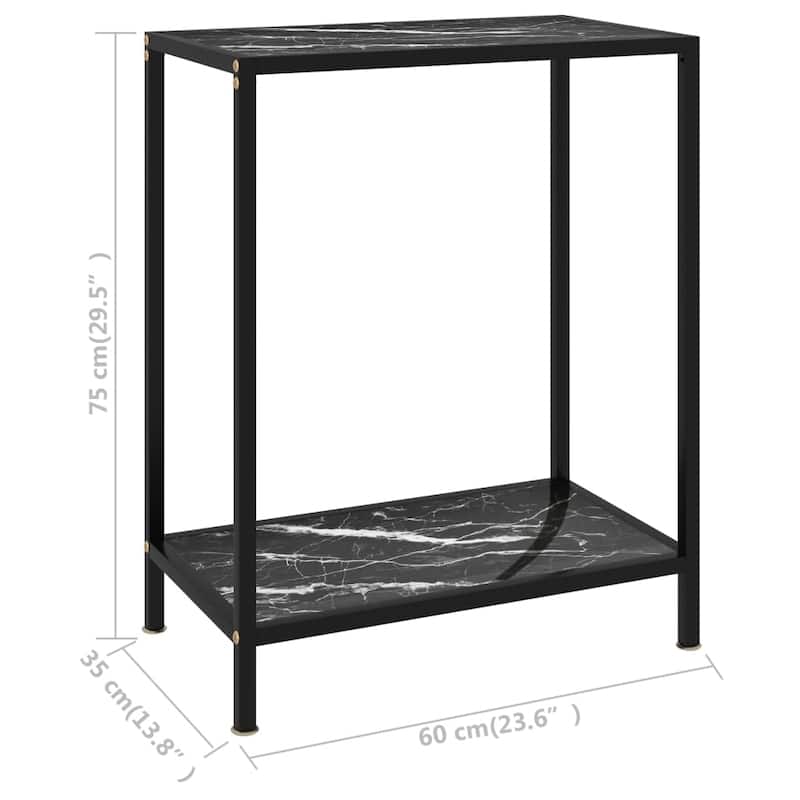 vidaXL Console Table Black 23.6"x13.8"x29.5" Tempered Glass - 23.6" x 13.8" x 29.5"