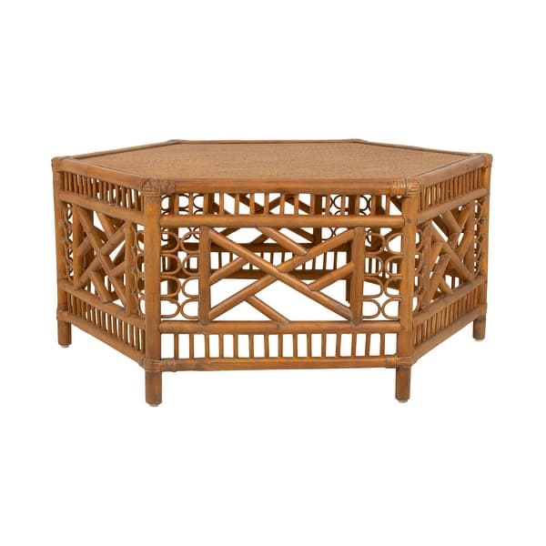 Octagonal Rattan Table Handcrafted Brown Natural Rattan Octagon Coffee Table by East at Main ...